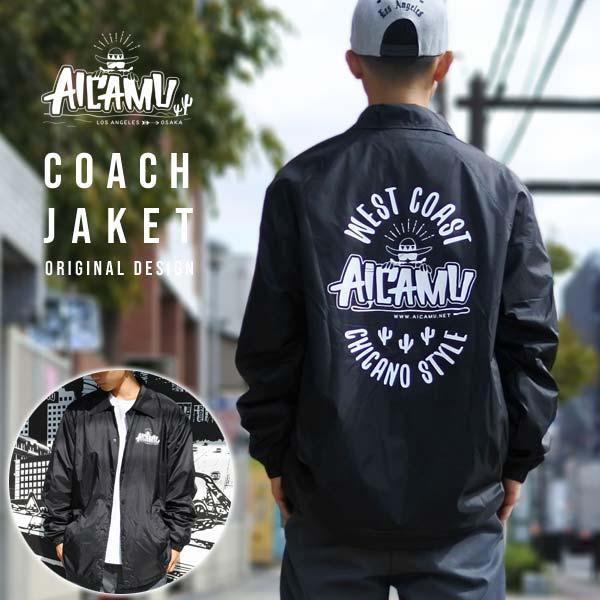 コーチジャケット AICAMU オリジナル メンズ ブラック ウィンド
