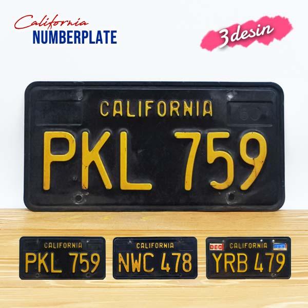 旧車のナンバープレート　ブラック　1960年代 USED品 カリフォルニア ナンバープレート ブラック 全3種 60年代