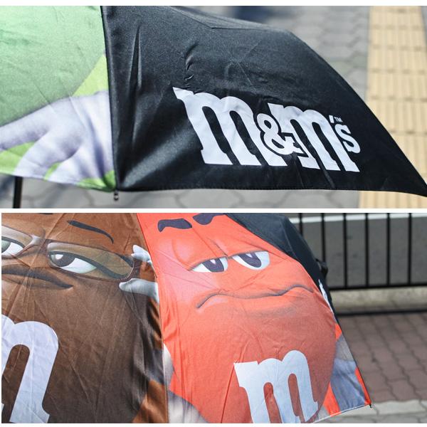 m&m's プッシュ式 折りたたみ傘 雨具 ジャンプ傘 コンパクト ブラック