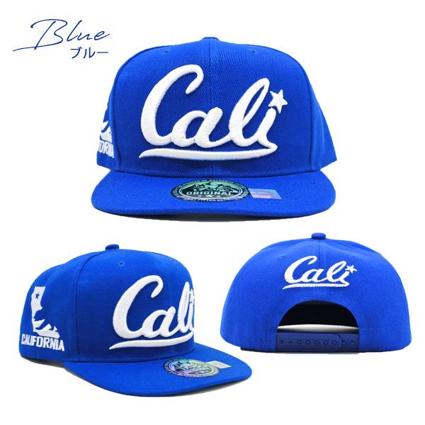 キャップ メンズ レディース #32 CALI ロゴ 刺〓 帽子 全2色 ブルー ホワイト カリフォルニア スナップバック ストリート ローライダー アメリカ 雑貨｜aicamu｜02