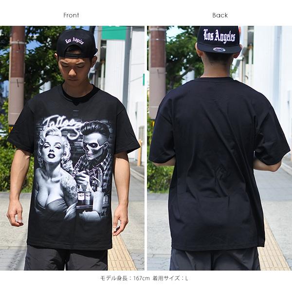 Tシャツ 半袖 メンズ TATOO タトゥー ブラック 服 トップス スカル