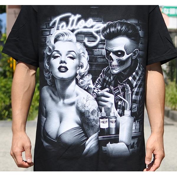 Tシャツ 半袖 メンズ TATOO タトゥー ブラック 服 トップス スカル