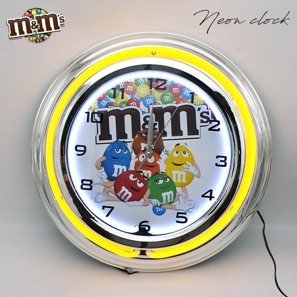 m&m's ネオンクロック エムアンドエムズ イエロー ロゴ ネオン NEON