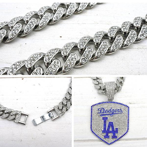 ドジャース ネックレス クローム ブルー グッズ MLB dodgers LA