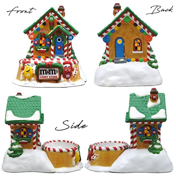 USED品 m&m's お皿 陶器 チョコレート エムアンドエムズ レッド イエロー グリーン 家 クリスマス 雪 冬 小物 2004年 インテリア キャラクター ディスプレイ_1
