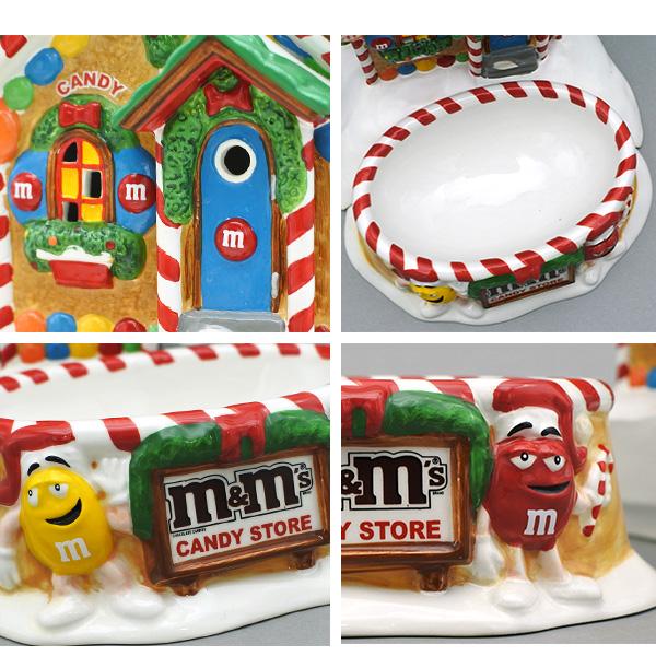 USED品 m&m's お皿 陶器 チョコレート エムアンドエムズ レッド イエロー グリーン 家 クリスマス 雪 冬 小物 2004年 インテリア キャラクター ディスプレイ_2