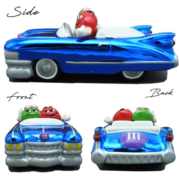 USED品 m&m's チョコレート お皿 陶器 メタリック ブルー レッド