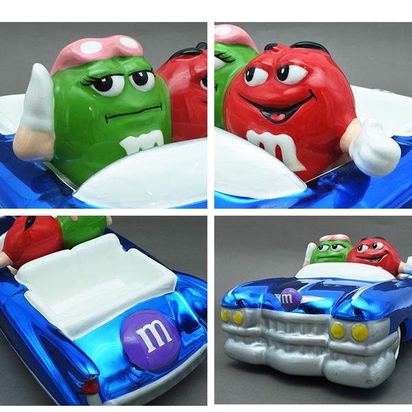 USED品 m&m's チョコレート お皿 陶器 メタリック ブルー レッド