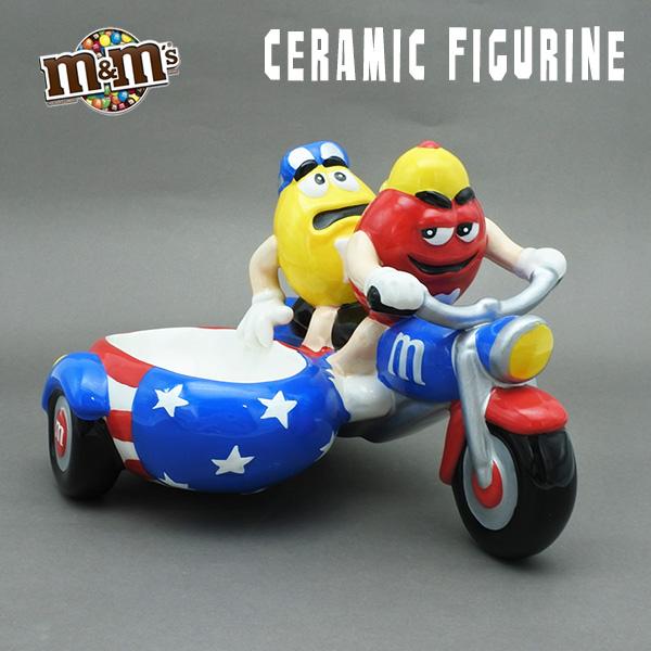 USED品 m&m's お皿 陶器 チョコレート エムアンドエムズ ブルー バイク