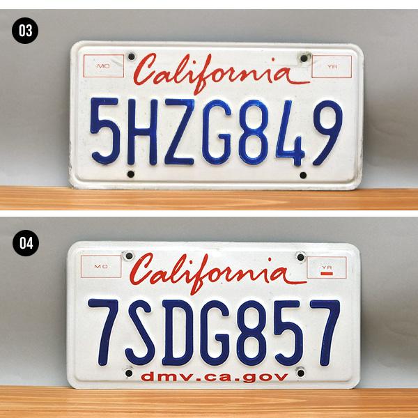 USED品 カリフォルニア ナンバープレート ホワイト 全4種 アメリカ