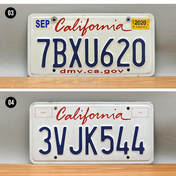 USED品 カリフォルニア ナンバープレート ホワイト 全4種 アメリカ