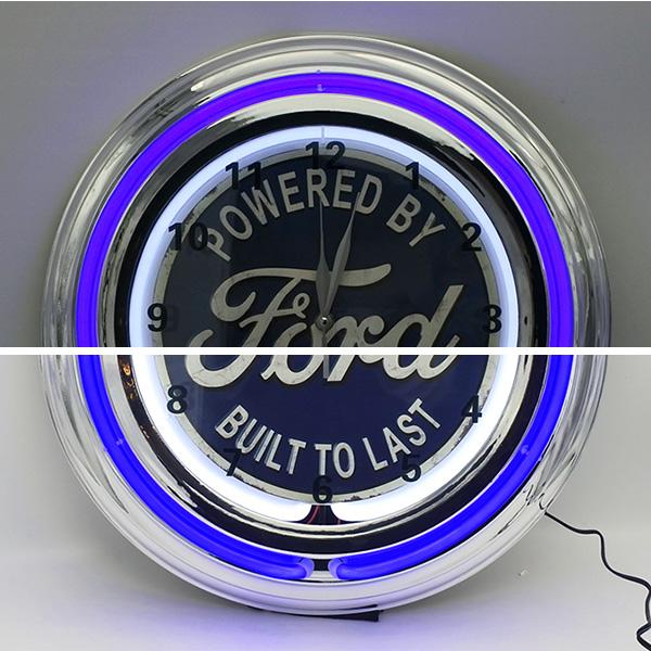 フォード ネオンクロック ホワイト ブルー FORD ロゴ ネオン フォード ネオンクロック ホワイト ブルー FORD ロゴ ネオン
