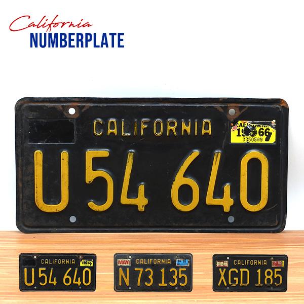 旧車のナンバープレート　ブラック　1960年代 USED品 カリフォルニア ナンバープレート ブラック 全3種 60年代