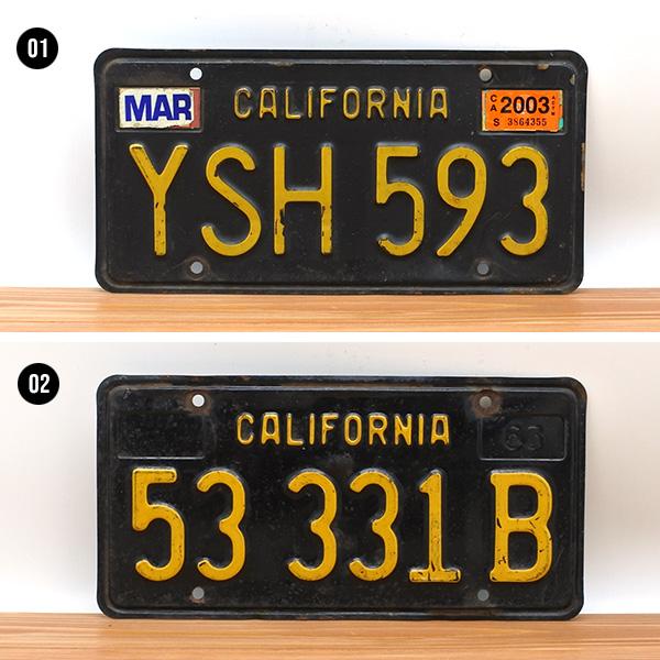 USED品 カリフォルニア ナンバープレート ブラック 全3種 60年代