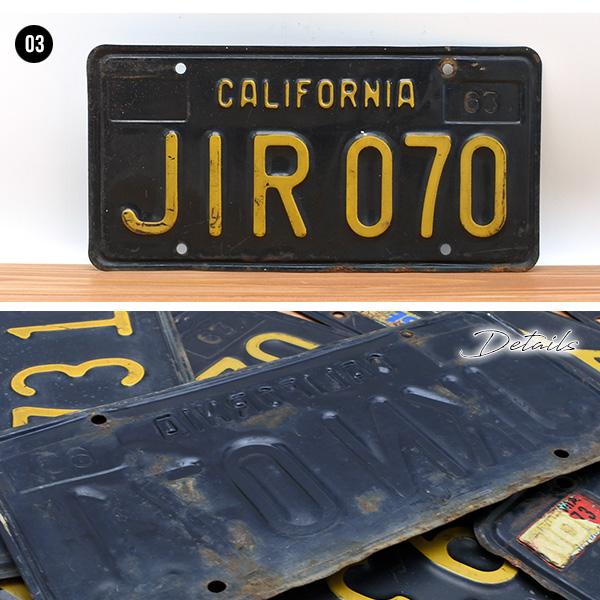 USED品 カリフォルニア ナンバープレート ブラック 全3種 60年代