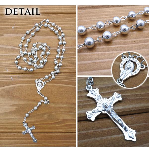 クロス ネックレス シルバー ロザリオ 十字架 キリスト 男女兼用