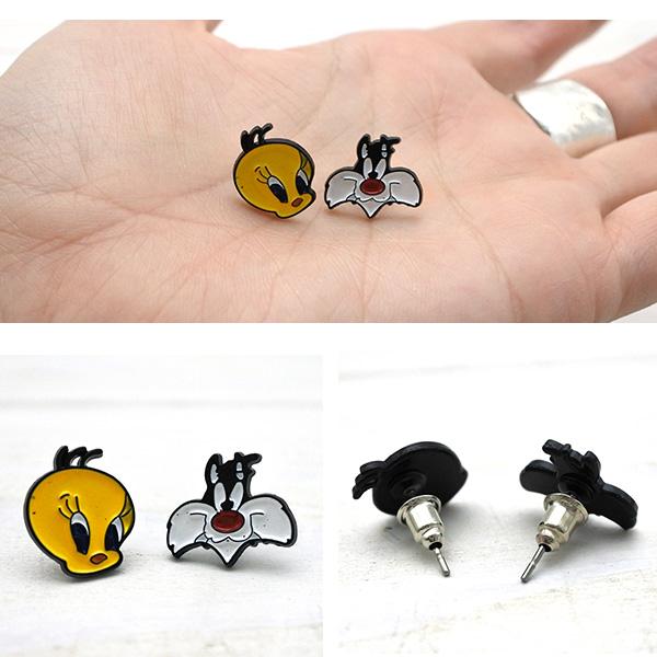 トゥイーティー　ピアス　ヴィンテージ　アクセサリー　希少　アメリカン雑貨 トゥイーティー ピアス シルベスター キャッチピアス アクセサリー