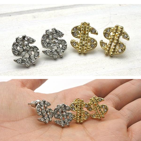 ピアス ドルマーク 全2色 シルバー ゴールド キャッチピアス ライン