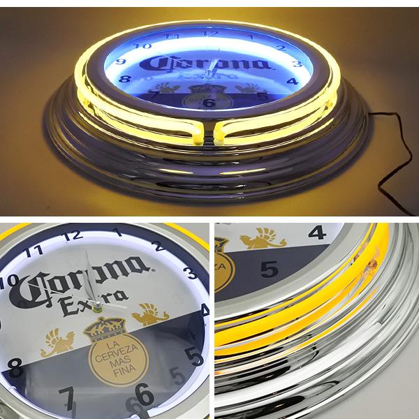 アメリカン レトロ 時計 壁掛け ネオンクロック コロナ ビール corona