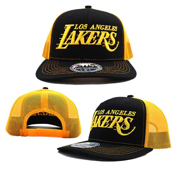 新品　NBA Mitchell&ness キャップ　帽子　レイカーズ　マジック レイカーズ キャップ ブラック イエロー NBA LAKERS