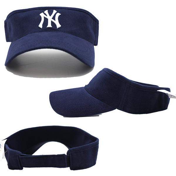NewYork Yankees 90s USA製 deadstockサンバイザー ニューヨーク ヤンキース サンバイザー ネイビー 刺繍 MLB NY
