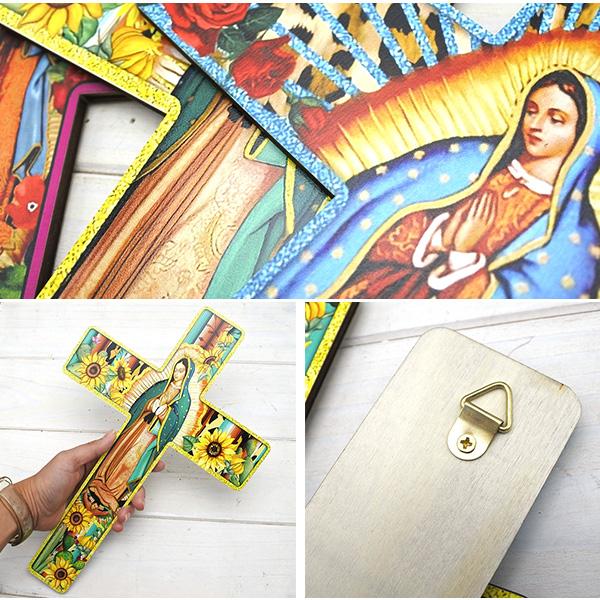 グアダルーペマリア ウッド クロス タペストリー 木製 十字架