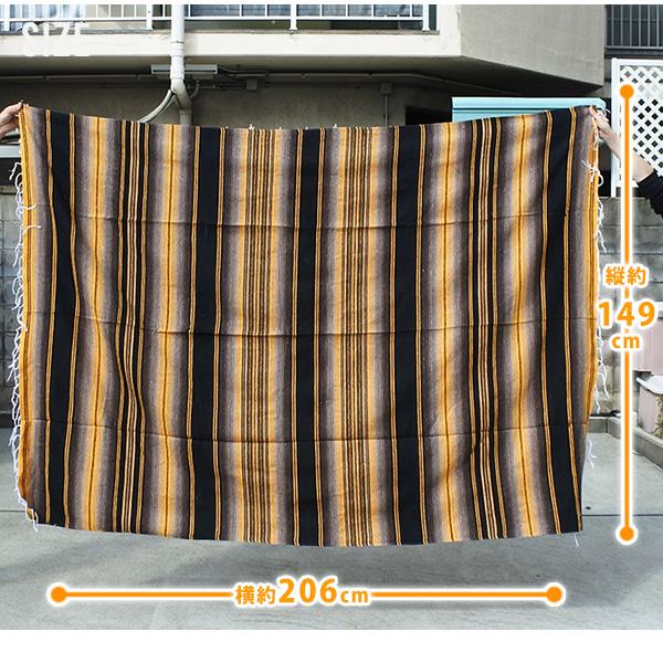 サラペ NO.32 イエロー ブラウン メキシカン ラグ 大判 厚手 シート