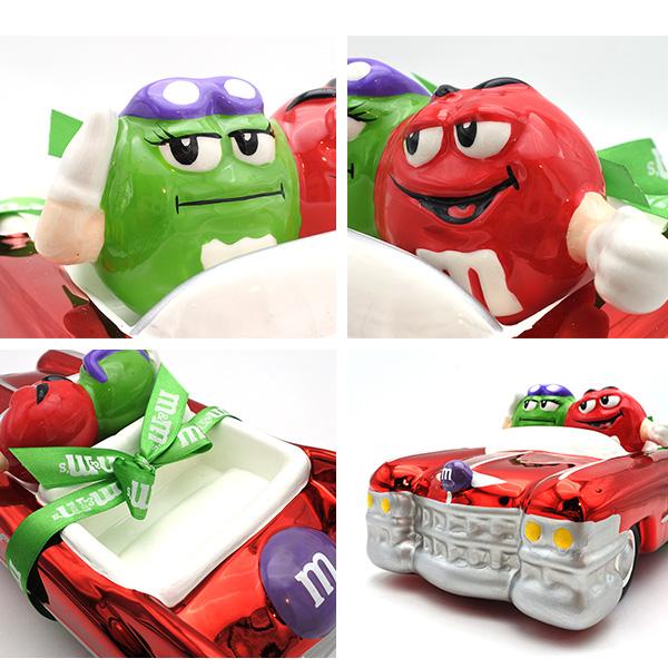 USED品 m&m's チョコレート お皿 陶器 箱入り メタリック レッド