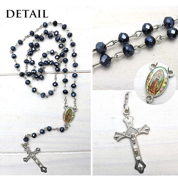 ロザリオ ネックレス ブラック ジーザスクロス 十字架 キリスト クロス