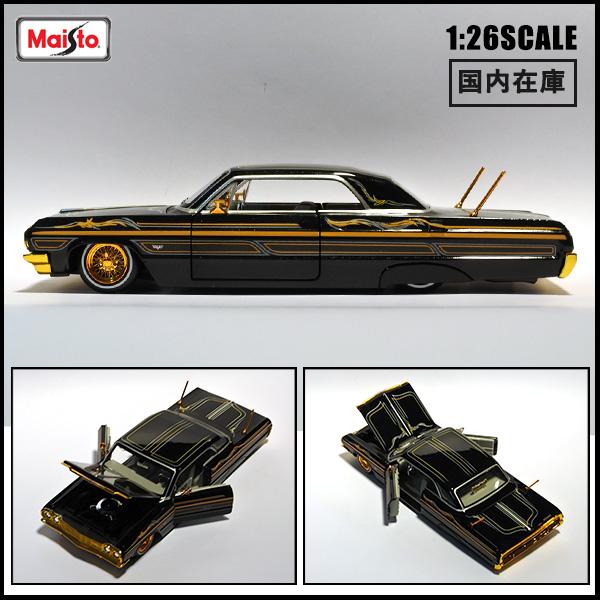 1/26 箱入り ミニカー 1964 CHEVROLET IMPALA SS ブラック ゴールド