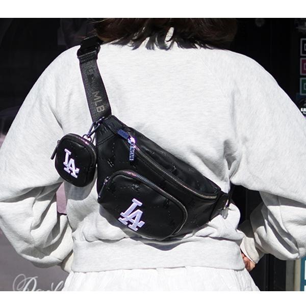 ドジャース ボディバッグ 合皮 ブラック dodgers LA LOS ANGELES