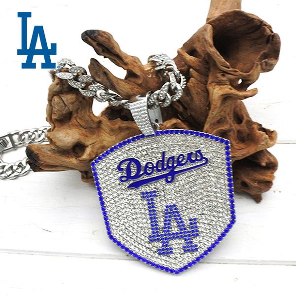 ドジャース ネックレス MLB dodgers LA グッズ クローム ブルー 大きめ