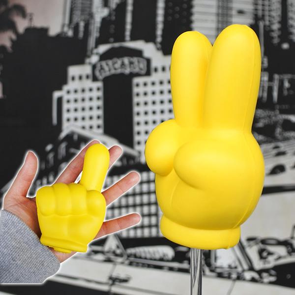 アンテナトップ 指 ピース フィンガー finger イエロー アンテナ