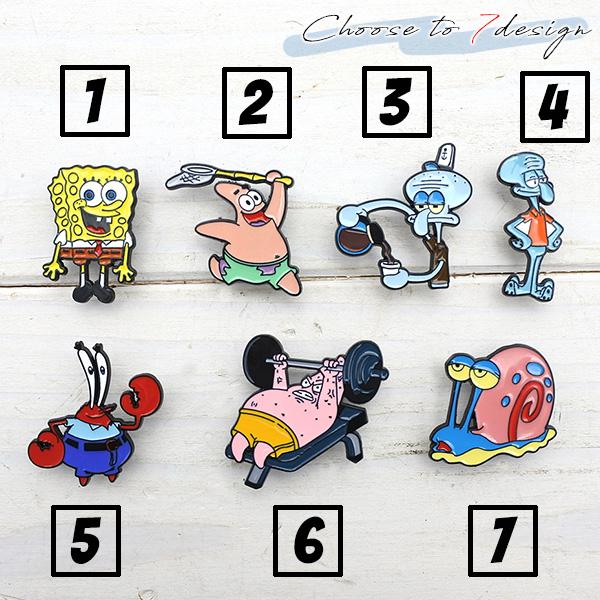 キャラクター メタル製ピンバッジ 10個セット スポンジボブ ピンバッジ 全7種類 ブローチ バッジ ピンズ PINS