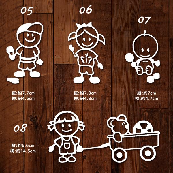 金　ちびキャラシール　11枚セット カー ステッカー ファミリー 家族 全10種 ホワイト : アメリカ