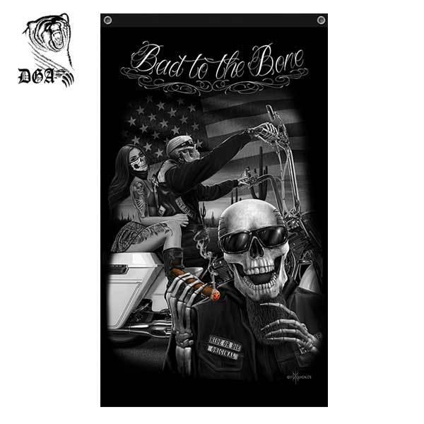 特大 USA カレッジ TRINITY 1985 フラッグ バナー タペストリー DGA バナー 壁掛け BAD TO THE BONE インテリア フラッグ タペストリー