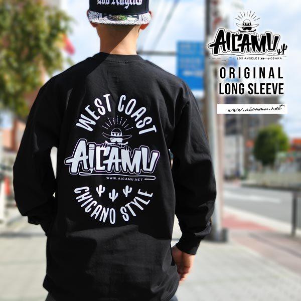 Tシャツ Aicamu オリジナル メンズ レディース ロンt 長袖 ブラック プロクラブ ユニセックス アイカム ストリート ローライダー チカーノ アメリカ製 予約