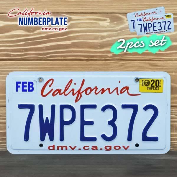 USED品 アメリカ USED ナンバープレート 2枚セット 7WPE372 カリフォルニア California ライセンスプレート ガレージ アメ車 インテリア 西海岸 ローライダー｜aicamu