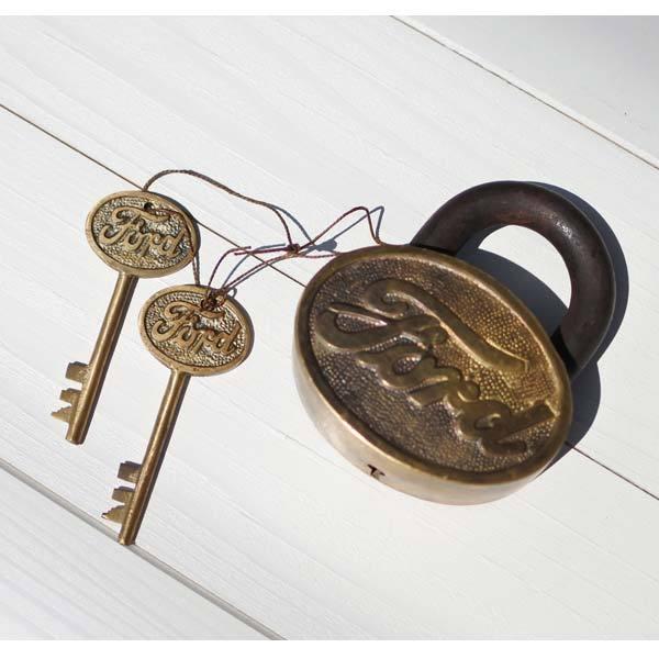 フォード アンティーク ロック 鍵2本付き 南京錠 キー FORD おしゃれ