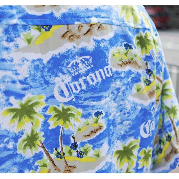 コロナビール アロハシャツ メンズ 半袖 シャツ ヤシの木 ブルー 青 