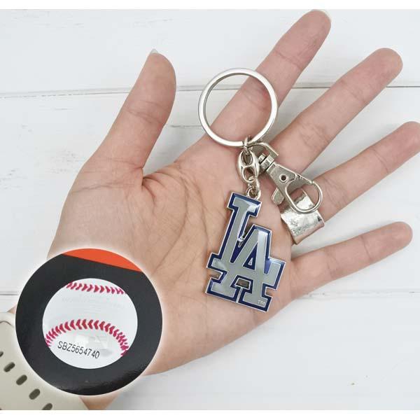 ドジャース ロゴ メタル キーホルダー キーチェーン グレー dodgers LA 