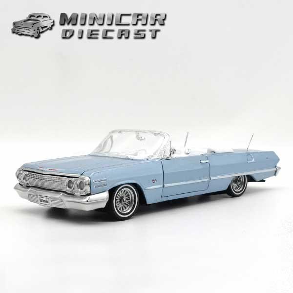 1/24 箱入り ミニカー 1963 Chevrolet Impala CONV. メタリックブルー
