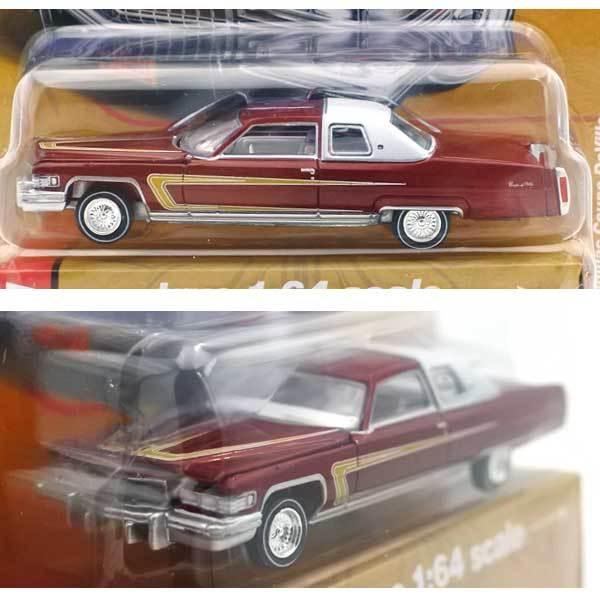 希少⬜︎レベル ローライダー 81キャデラック クーペ デビル ミニカー 1/64 1/64 ミニカー 1976 Cadillac Coupe Deville キャンディレッド