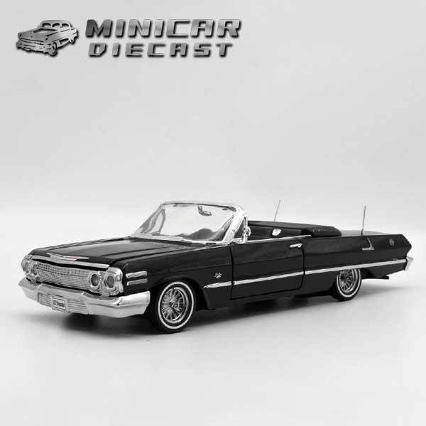Chevrolet Impala コンバーチブル ミニカー WELLY 1/24 箱入り ミニカー 1963 Chevrolet Impala CONV. ブラック