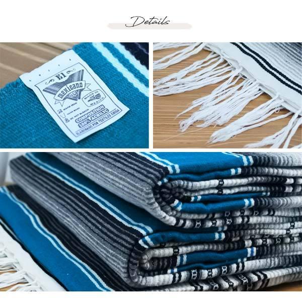 サラペ No.72 ターコイズブルー メキシカン ラグ 大 MEXICO