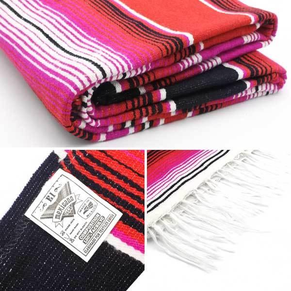 サラペ No.59 ピンク メキシカン ラグ 大判 厚手 メキシコ カバー