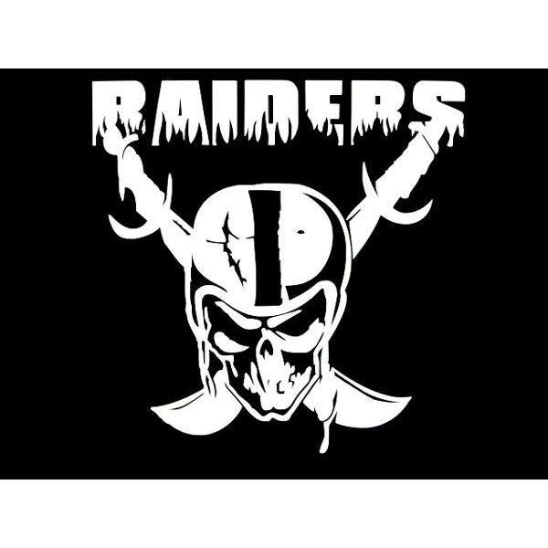 ディスプレイ アメフトチーム デカール ステッカー コレクション ステッカー RAIDERS×スカル ホワイト 車 バイク デカール シール 転写