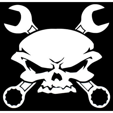 ステッカー スカル スパナ ホワイト 全2色 ブラック 車 バイク