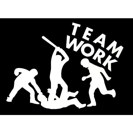 ステッカー TEAM WORK 大きいサイズ 全3色 ホワイト レッド ブラック