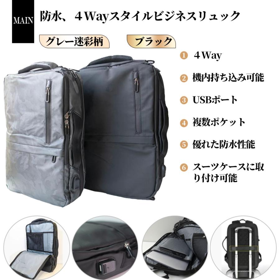 ビジネスリュック 防水 大容量 薄型 4WAY 軽量 通学メンズ レディース 